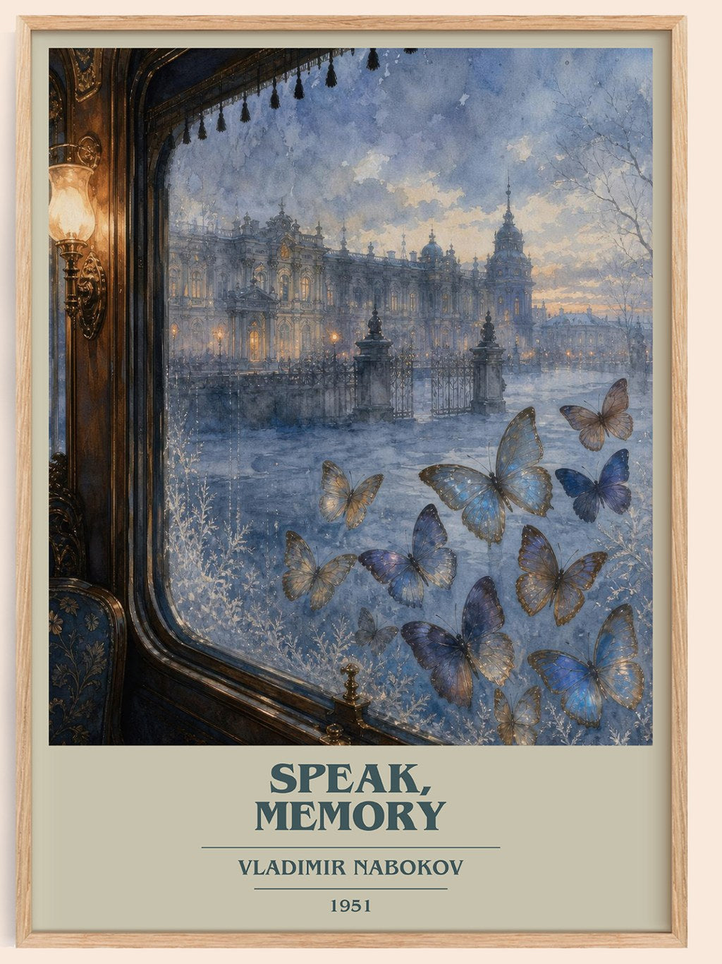 Speak, Memory book cover book poster by Vladimir Nabokov – framed literary art print