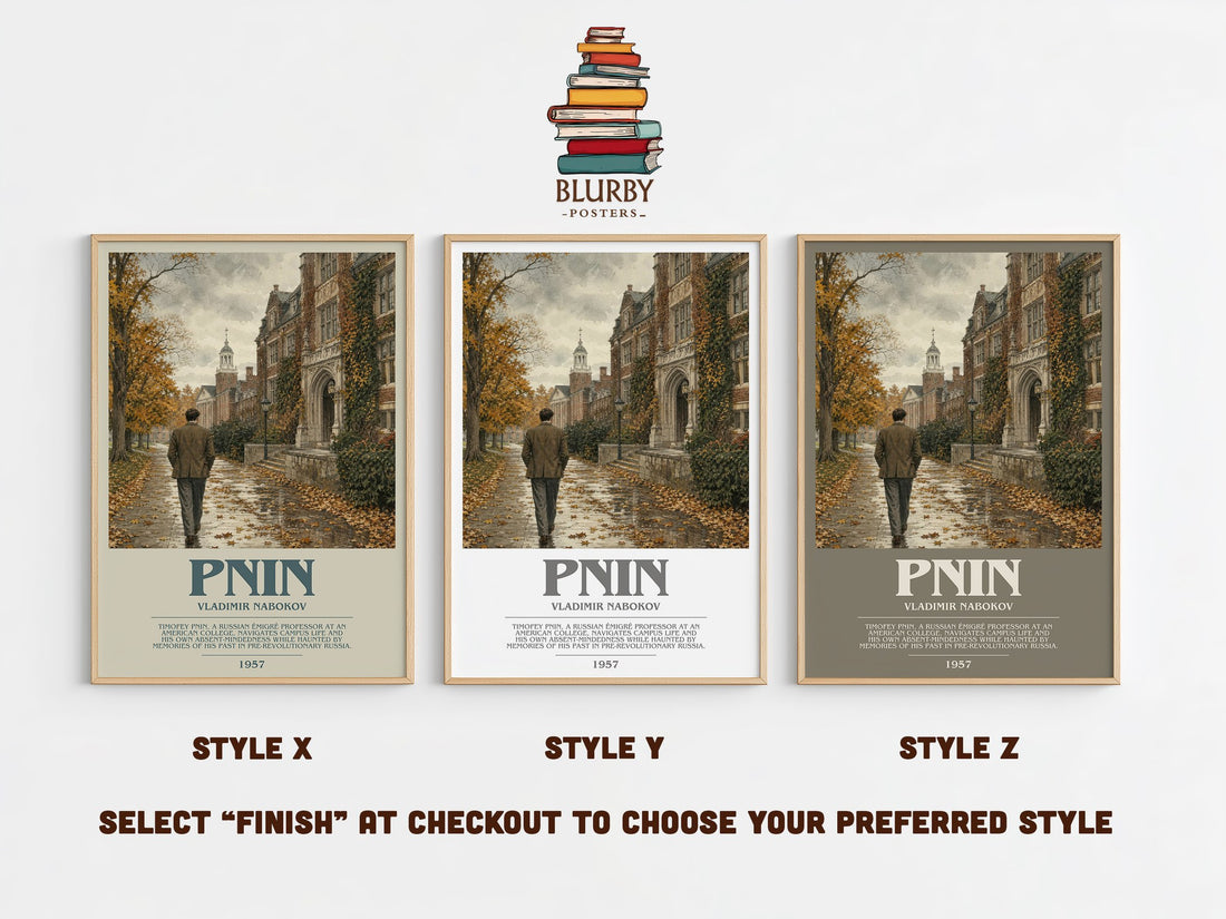 Pnin bookish print in frame leaning in hallway – literary fiction wall art (mockup)