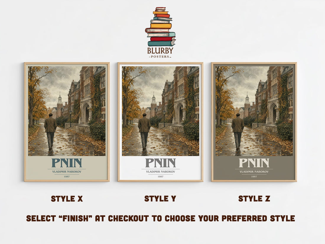 Pnin book cover print in frame leaning in hallway – literary fiction wall art (mockup)