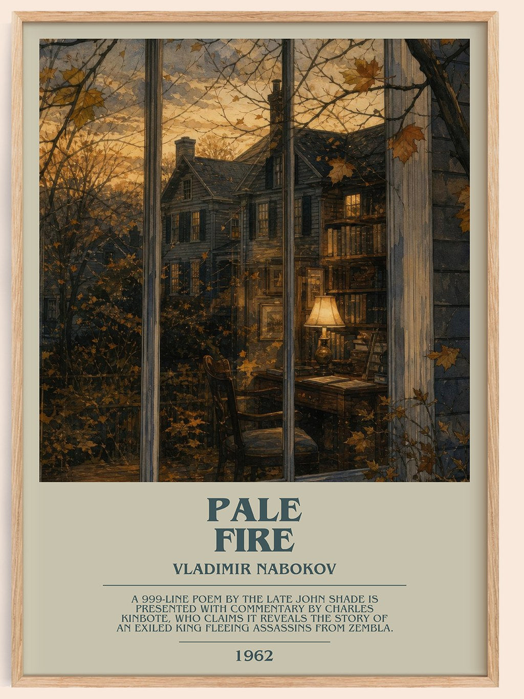 Pale Fire bookish book poster by Vladimir Nabokov – framed literary art print