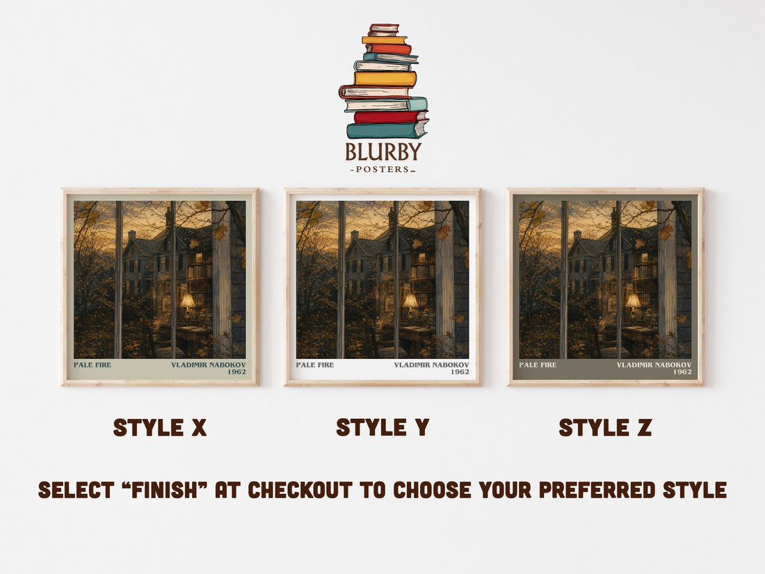 Pale Fire literary print in frame leaning in hallway – literary fiction wall art (mockup)