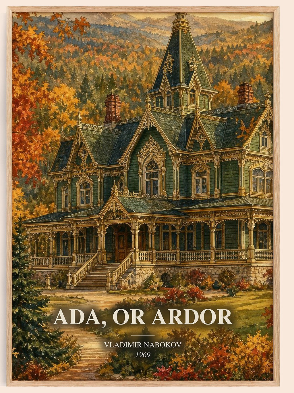 Ada, or Ardor watercolour book poster by Vladimir Nabokov – framed literary art print