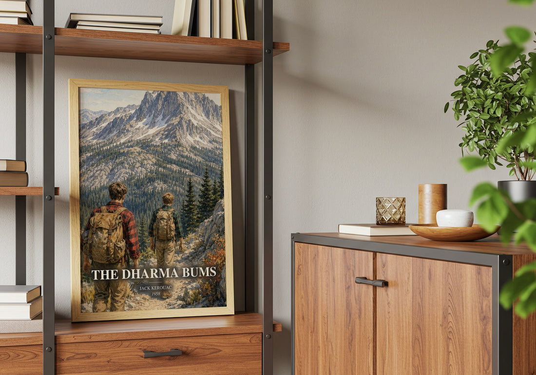 The Dharma Bums book watercolour illustration paper finish options – matte satin gloss