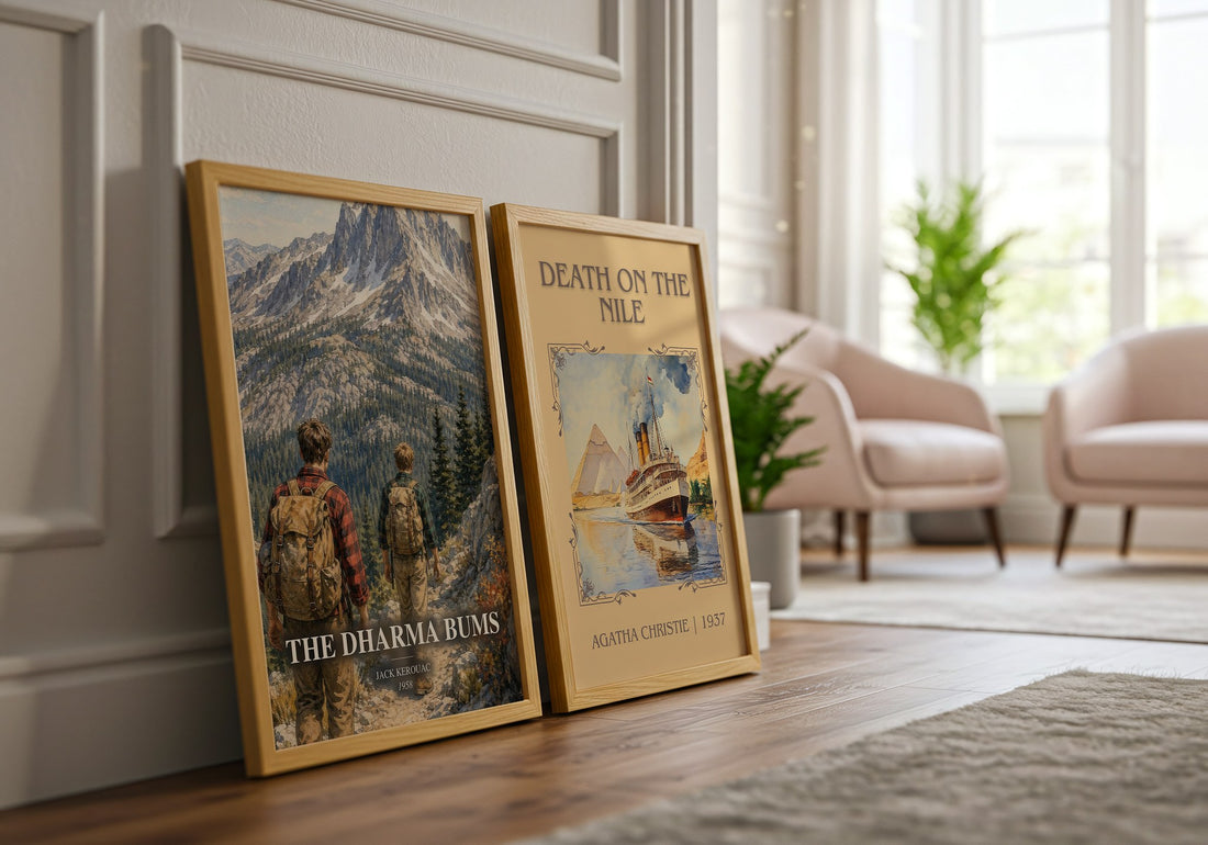 The Dharma Bums watercolour print framed by window – literary home decor
