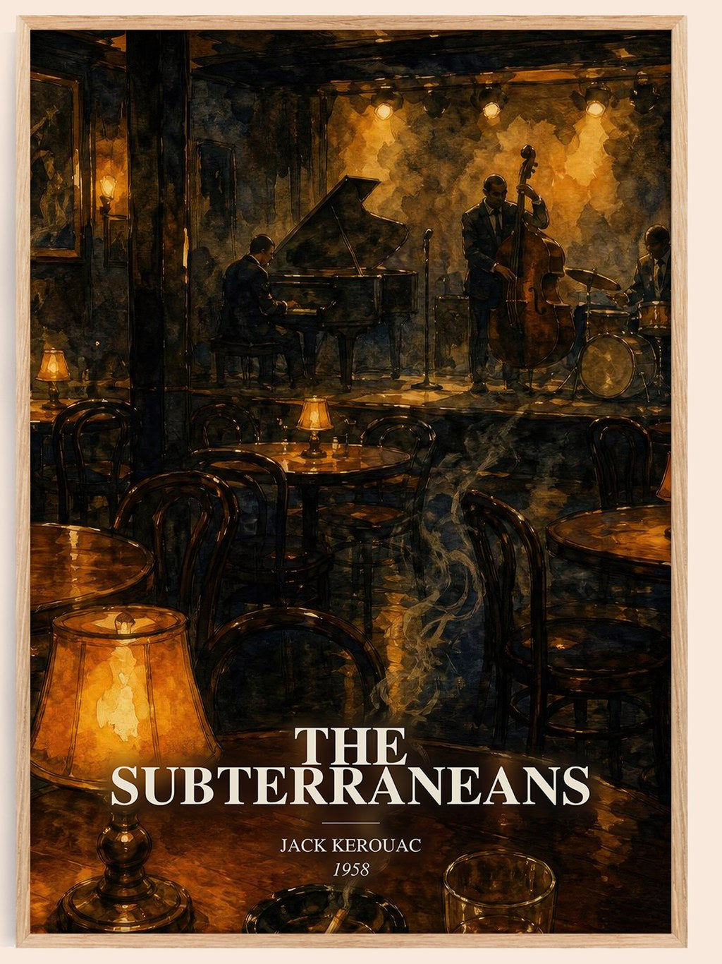 The Subterraneans watercolour book poster by Jack Kerouac – framed literary art print