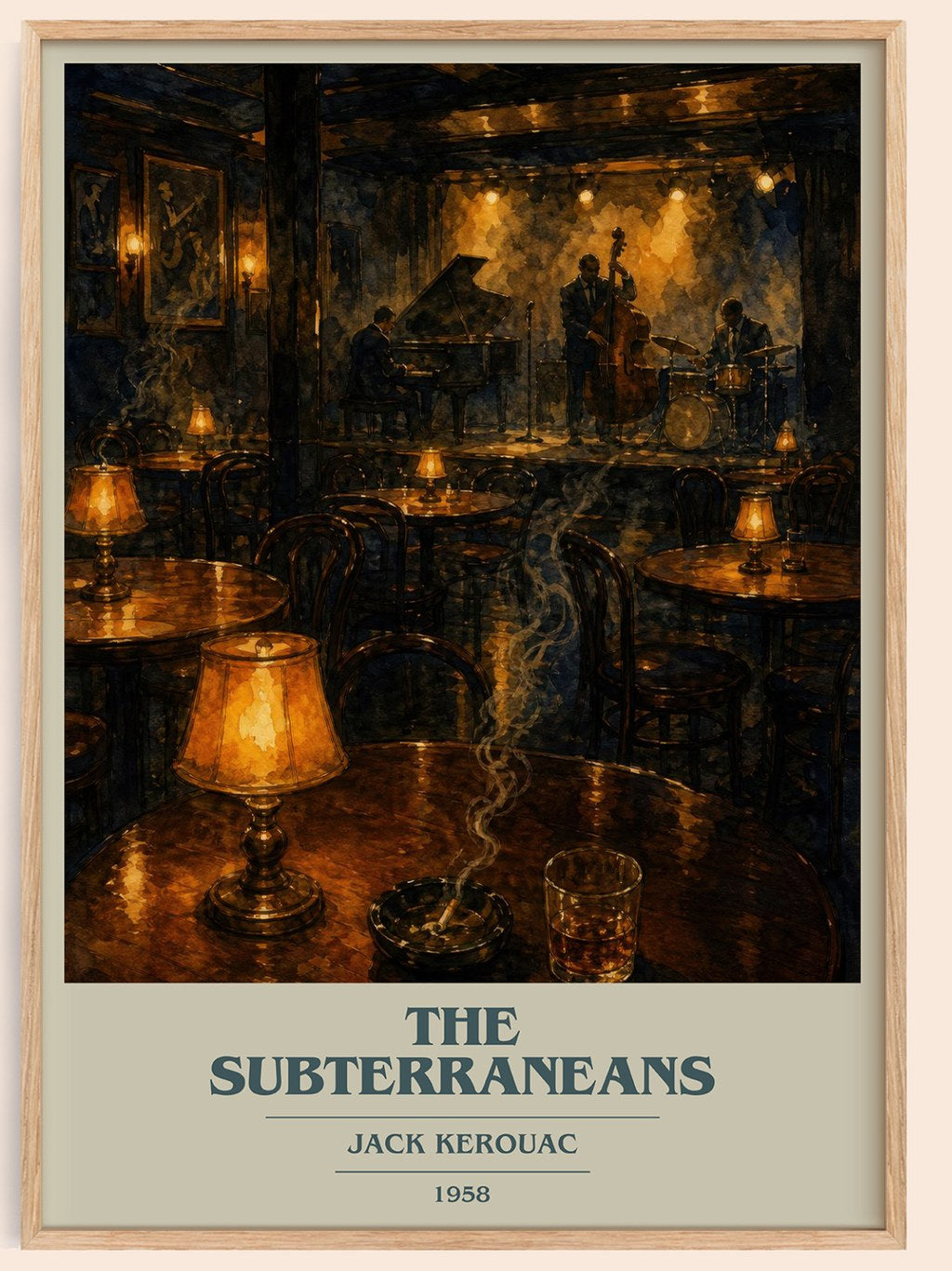 The Subterraneans book cover book poster by Jack Kerouac – framed literary art print