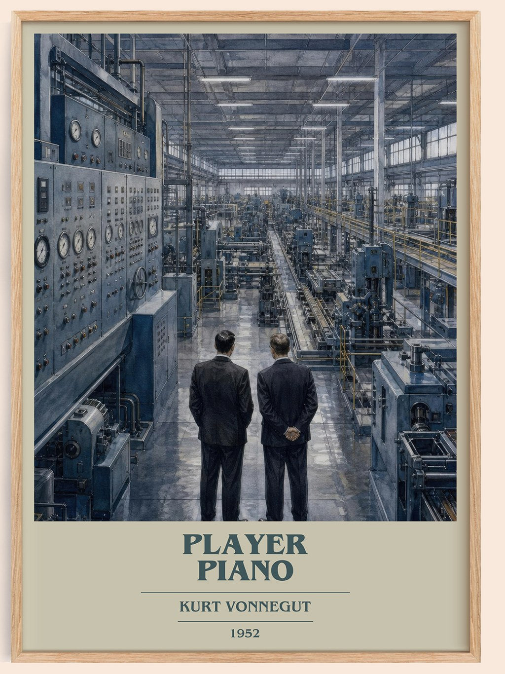 Player Piano book cover book poster by Kurt Vonnegut – framed literary art print