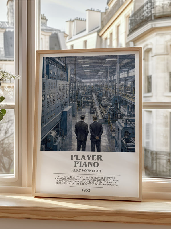 Player Piano bookish poster colour and style options – Kurt Vonnegut book art