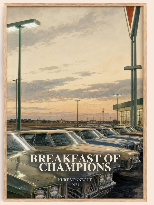Breakfast of Champions watercolour book poster by Kurt Vonnegut – framed literary art print
