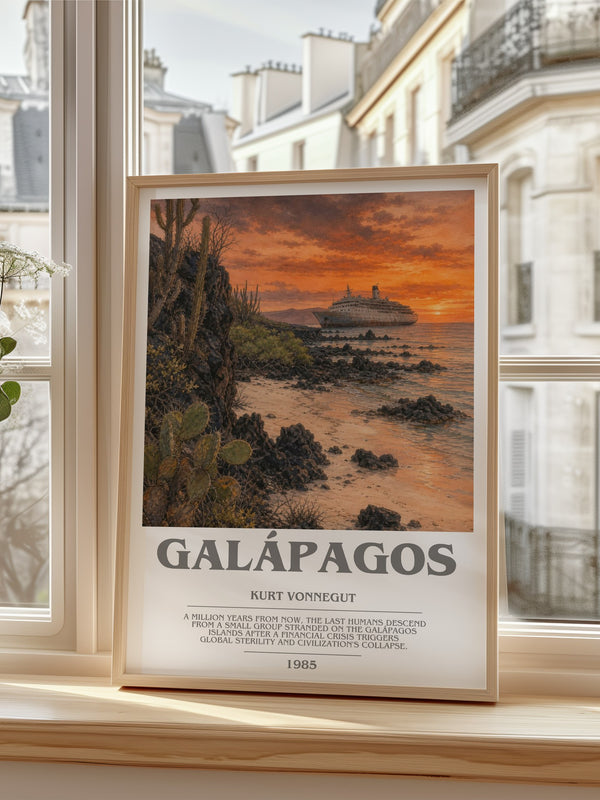 Galápagos bookish poster colour and style options – Kurt Vonnegut book art