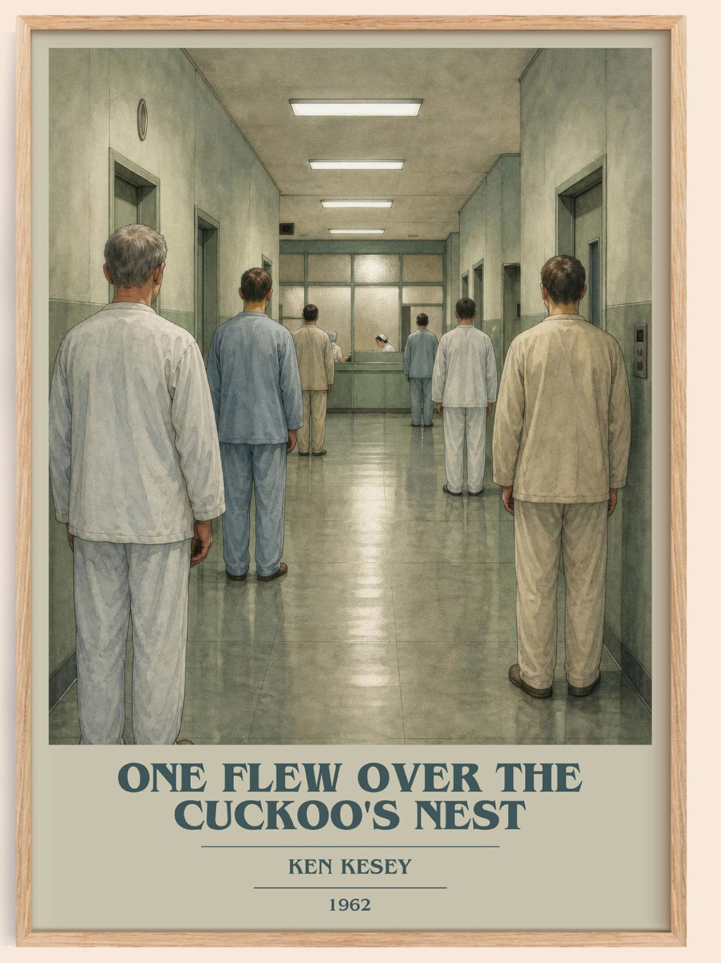 One Flew Over the Cuckoo's Nest book cover book poster by Ken Kesey – framed literary art print