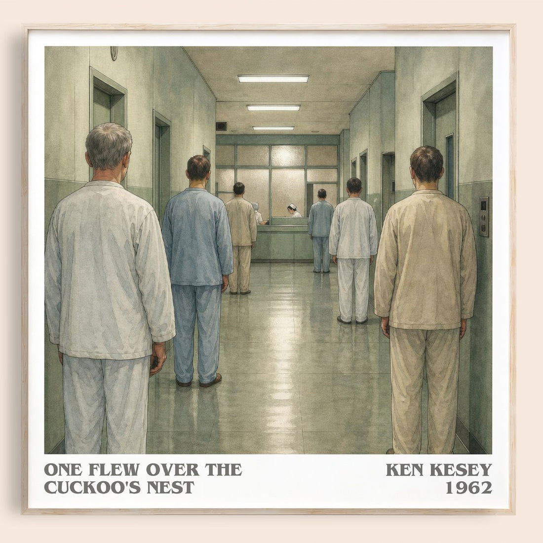 One Flew Over the Cuckoo's Nest literary book poster by Ken Kesey – framed literary art print