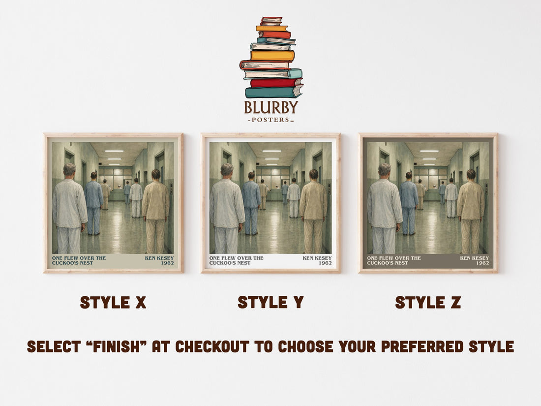 One Flew Over the Cuckoo's Nest literary print in frame leaning in hallway – literary fiction wall art (mockup)