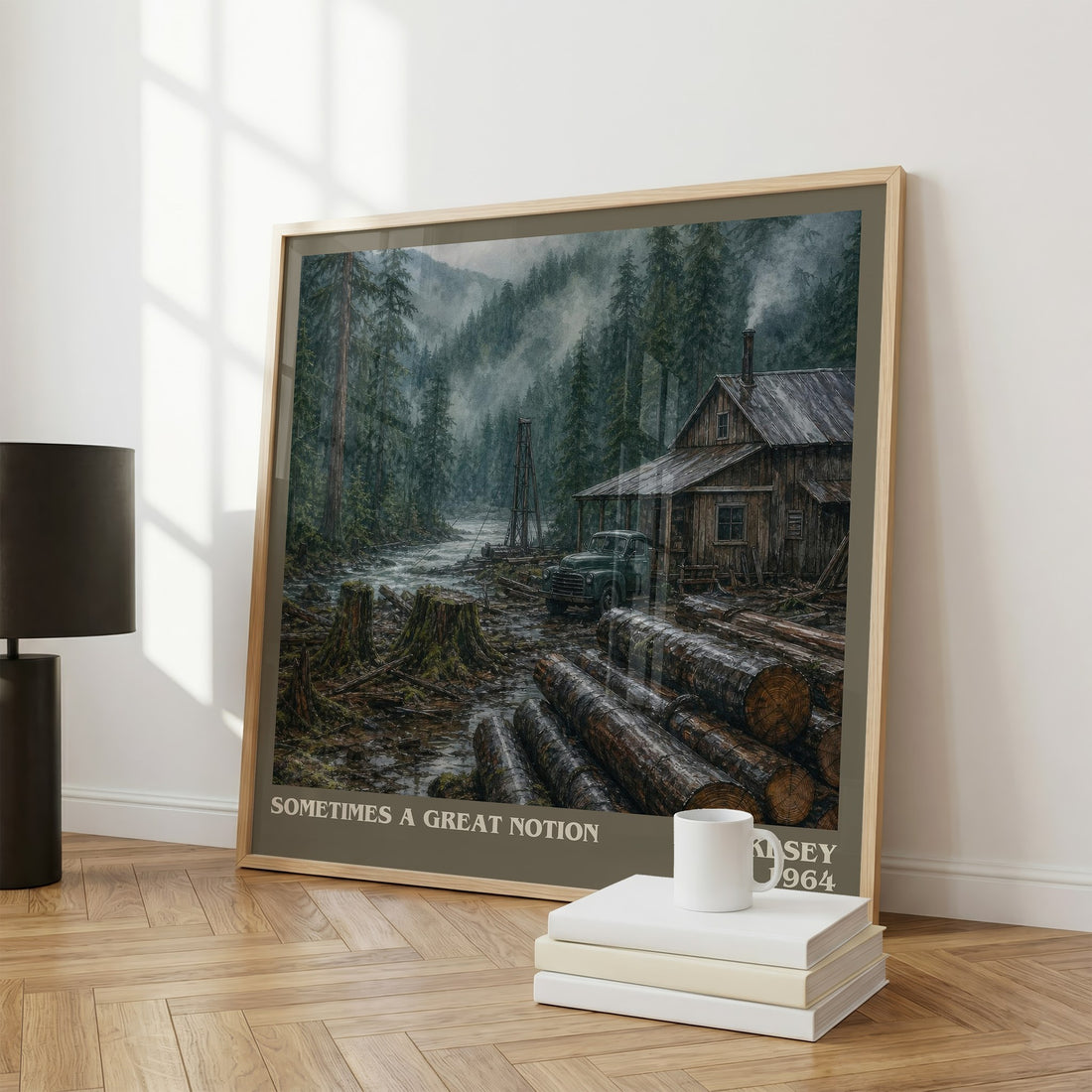 Sometimes a Great Notion literary print framed by window – literary home decor