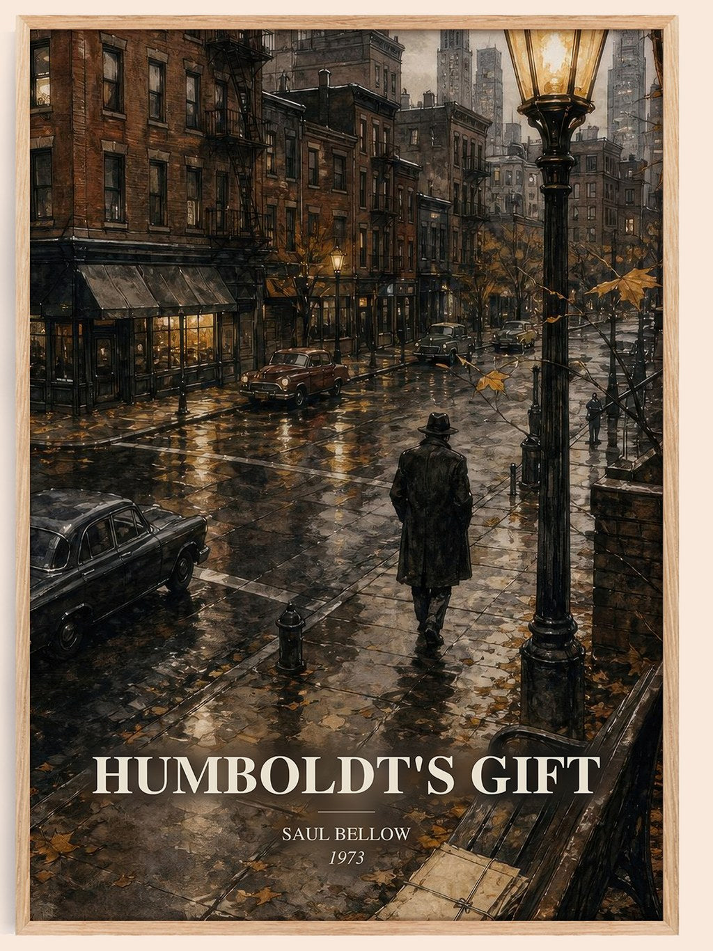 Humboldt's Gift watercolour book poster by Saul Bellow – framed literary art print