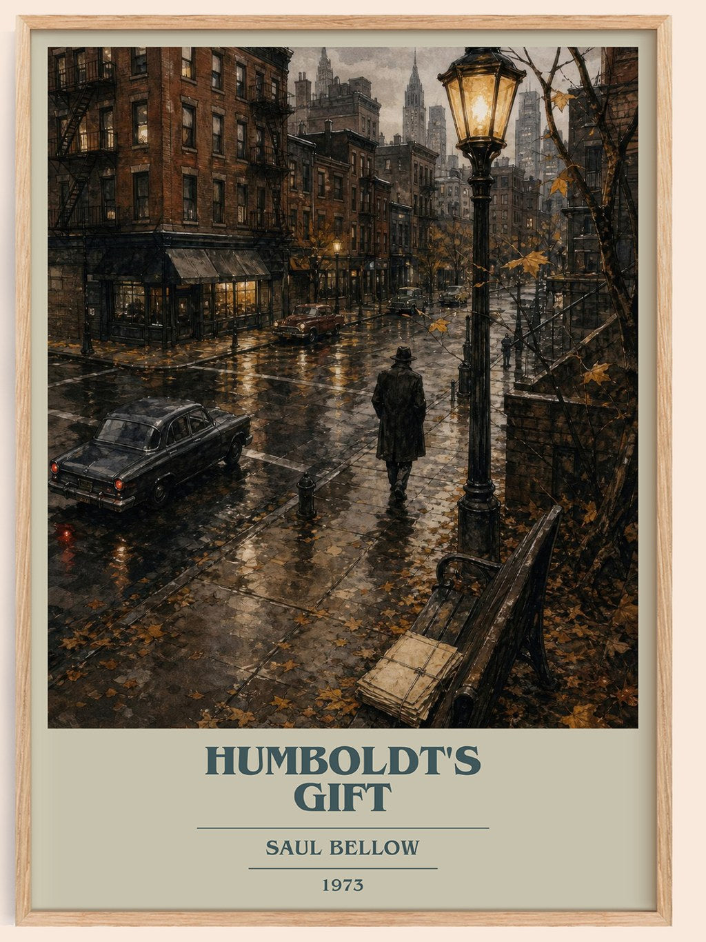 Humboldt's Gift book cover book poster by Saul Bellow – framed literary art print