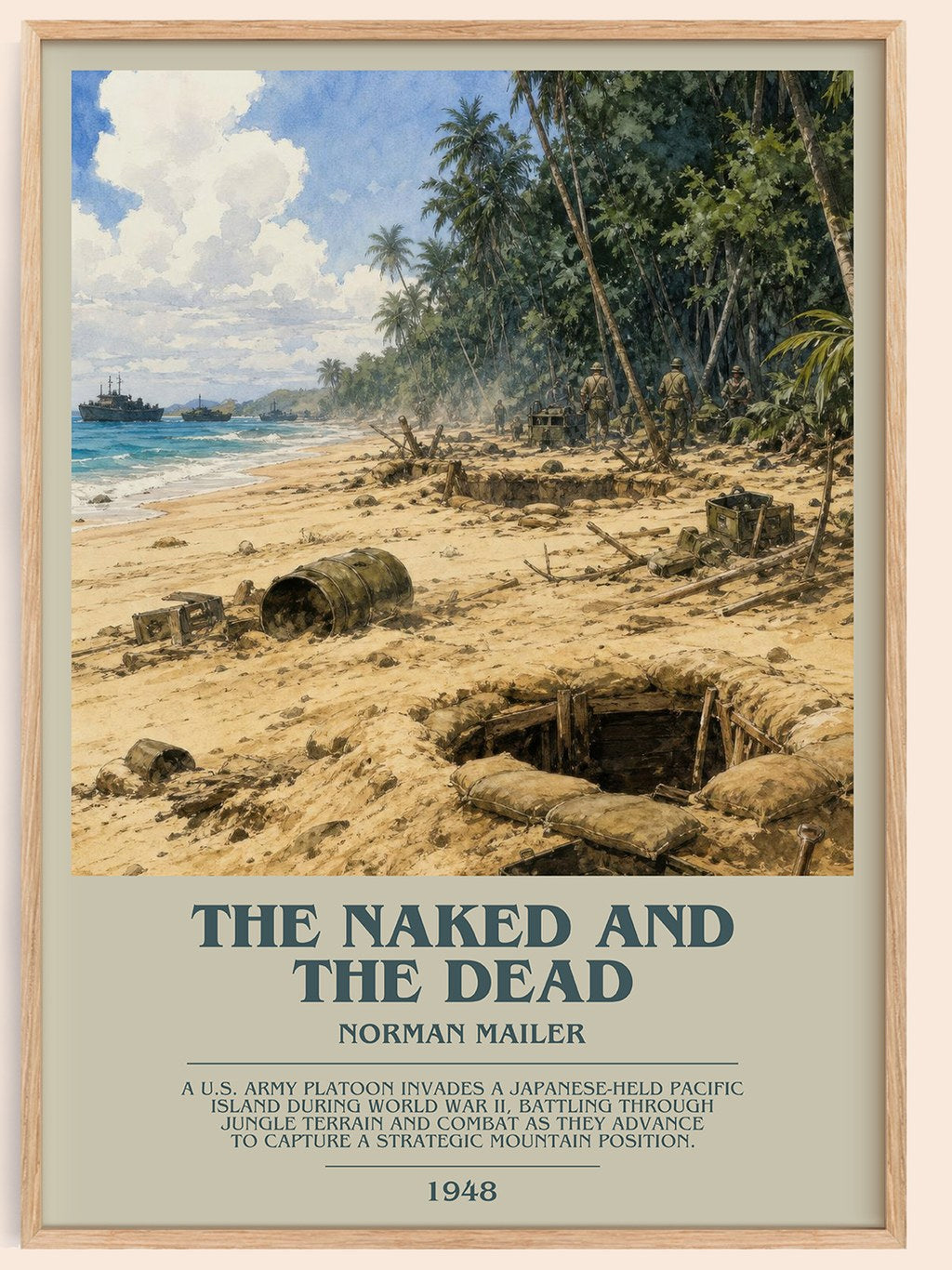 The Naked and the Dead bookish book poster by Norman Mailer – framed literary art print