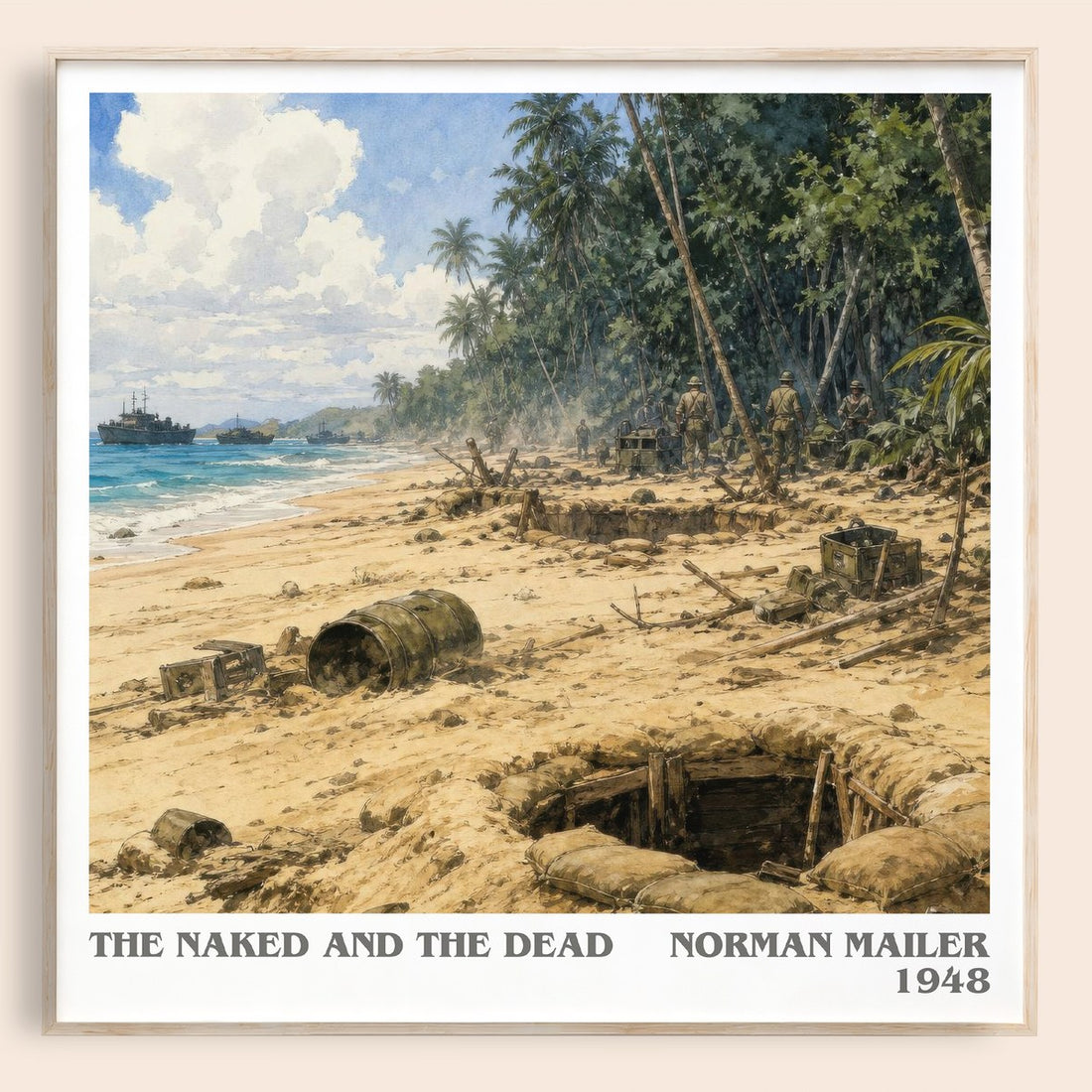 The Naked and the Dead literary book poster by Norman Mailer – framed literary art print
