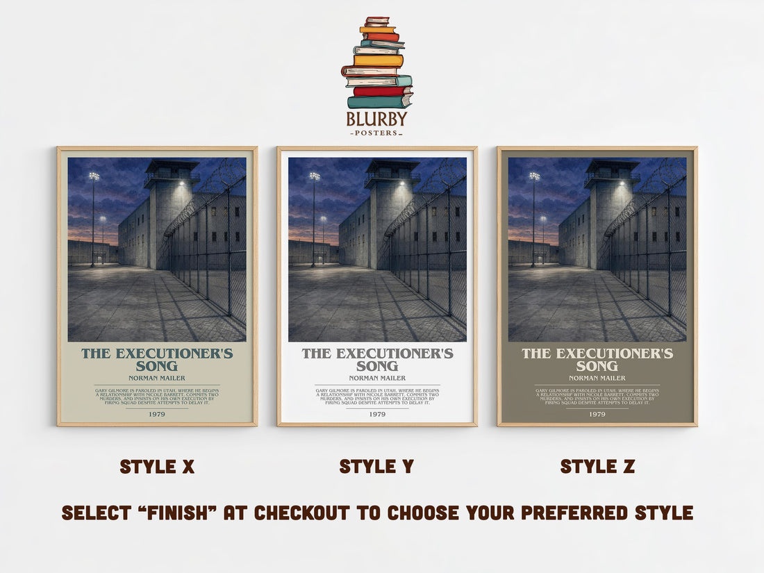 The Executioner's Song bookish print in frame leaning in hallway – non fiction wall art (mockup)