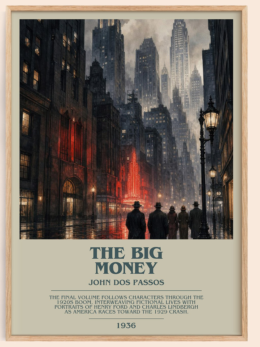 The Big Money bookish book poster by John Dos Passos – framed literary art print