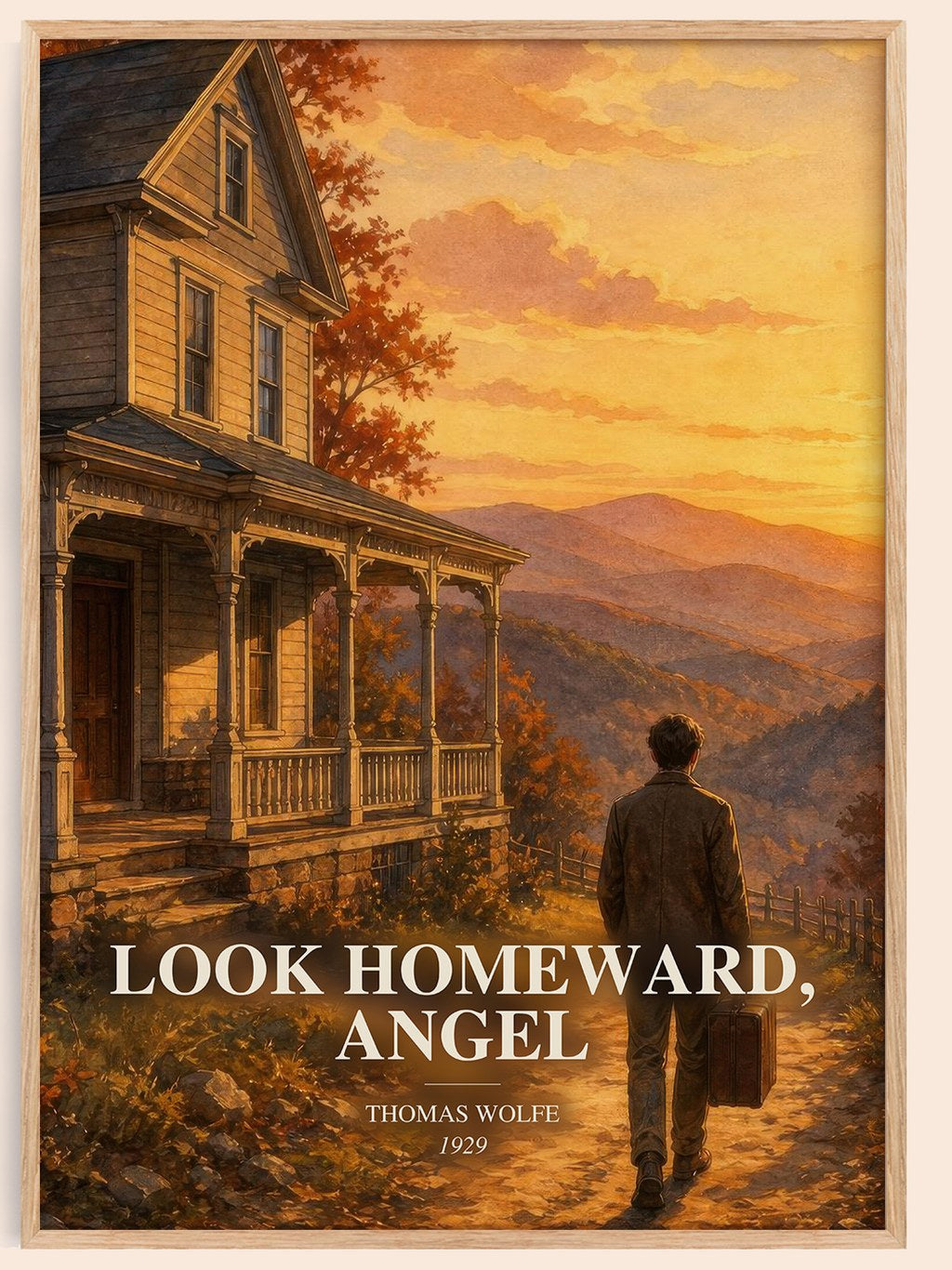 Look Homeward, Angel watercolour book poster by Thomas Wolfe – framed literary art print