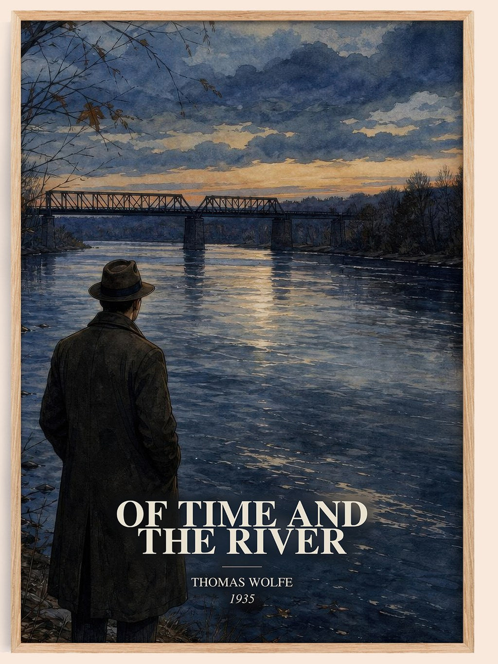 Of Time and the River watercolour book poster by Thomas Wolfe – framed literary art print