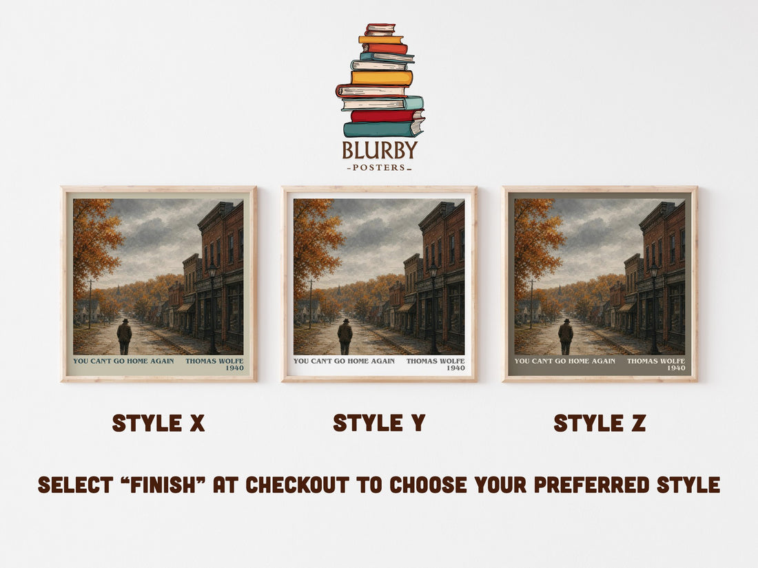 You Can't Go Home Again literary print in frame leaning in hallway – literary fiction wall art (mockup)