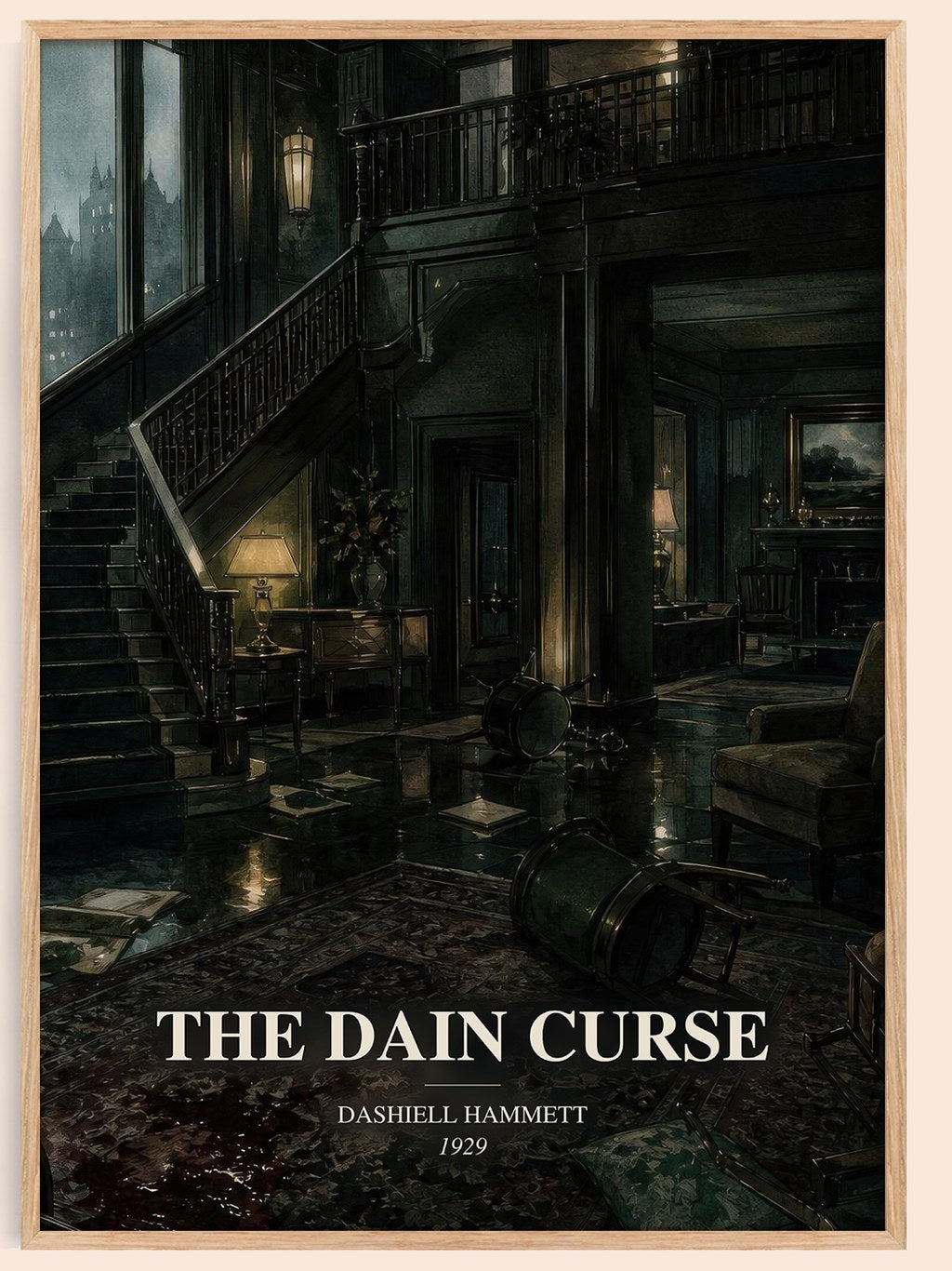 The Dain Curse watercolour book poster by Dashiell Hammett – framed literary art print