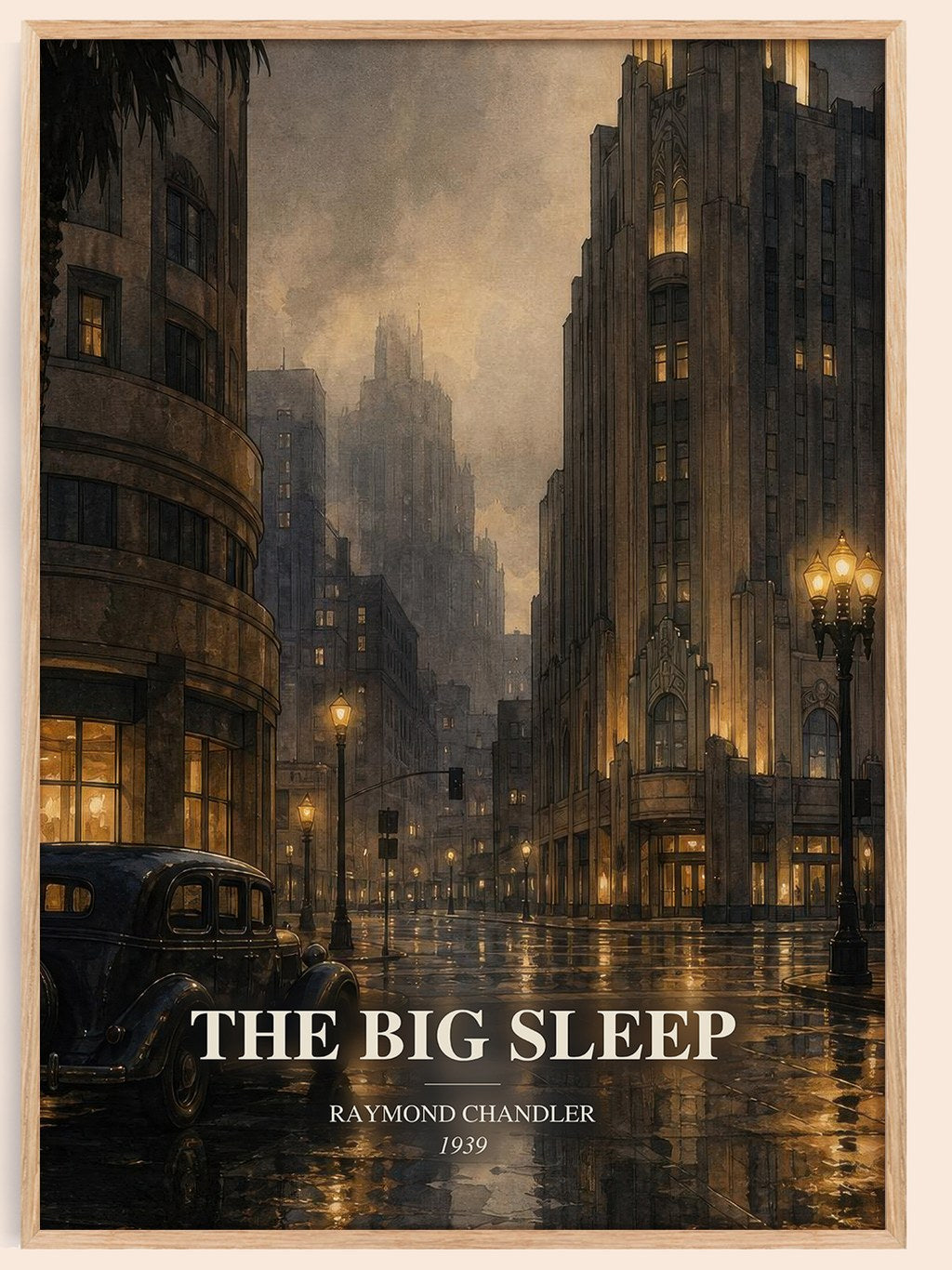 The Big Sleep watercolour book poster by Raymond Chandler – framed literary art print