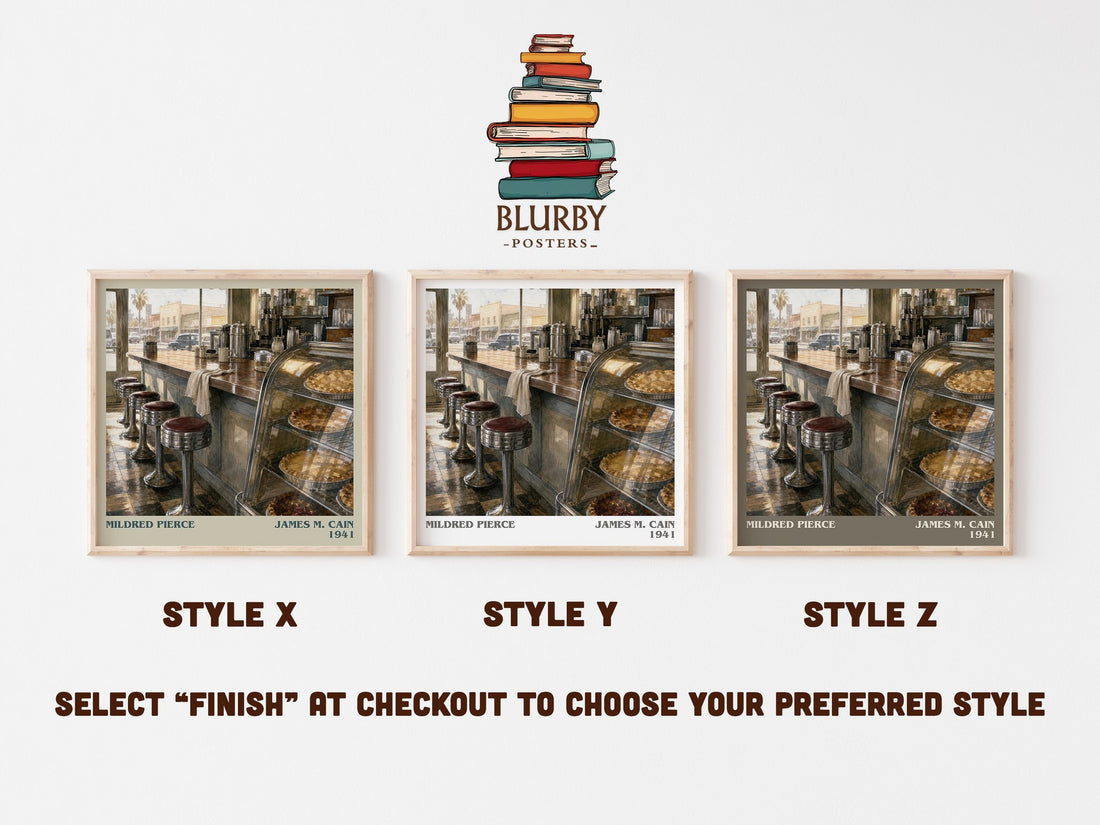 Mildred Pierce literary print in frame leaning in hallway – literary fiction wall art (mockup)
