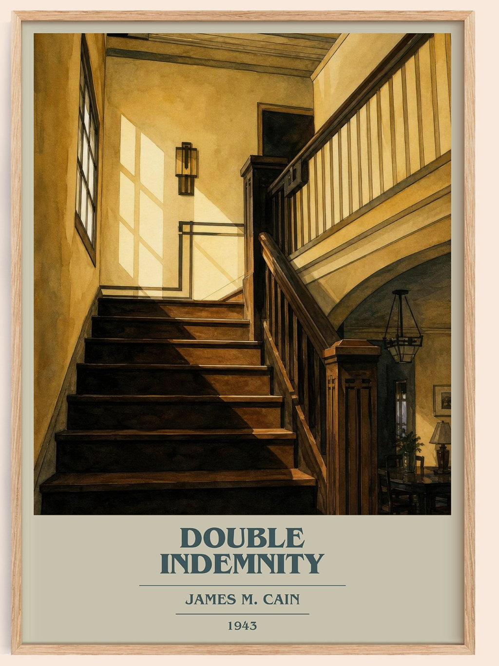 Double Indemnity book cover book poster by James M. Cain – framed literary art print