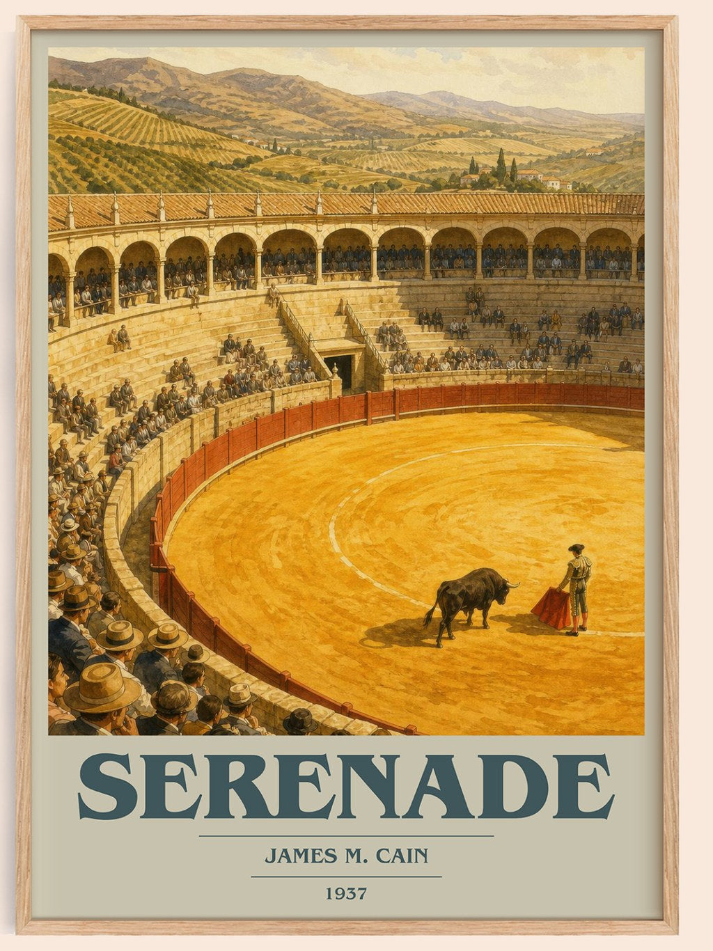 Serenade book cover book poster by James M. Cain – framed literary art print