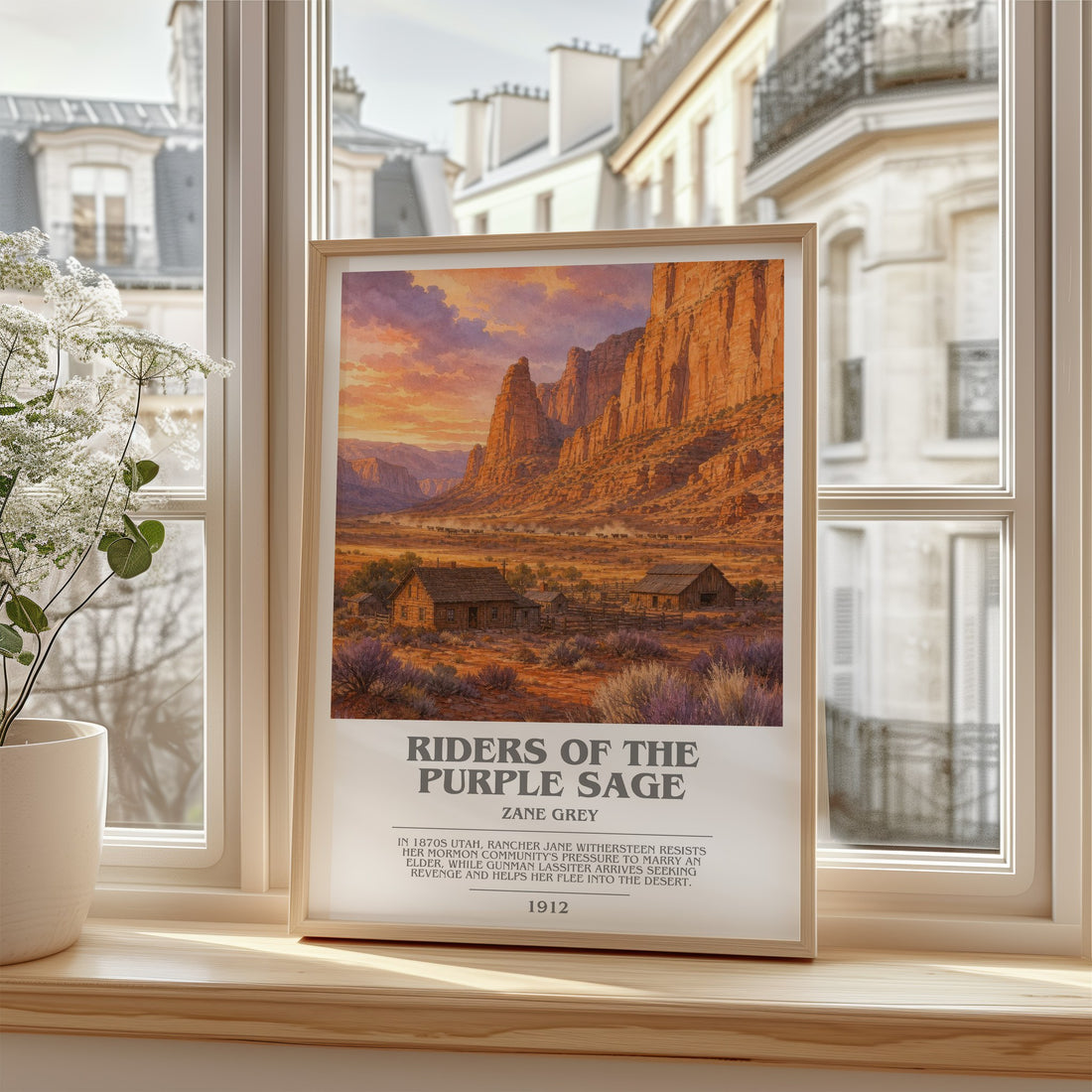 Riders of the Purple Sage bookish poster colour and style options – Zane Grey book art
