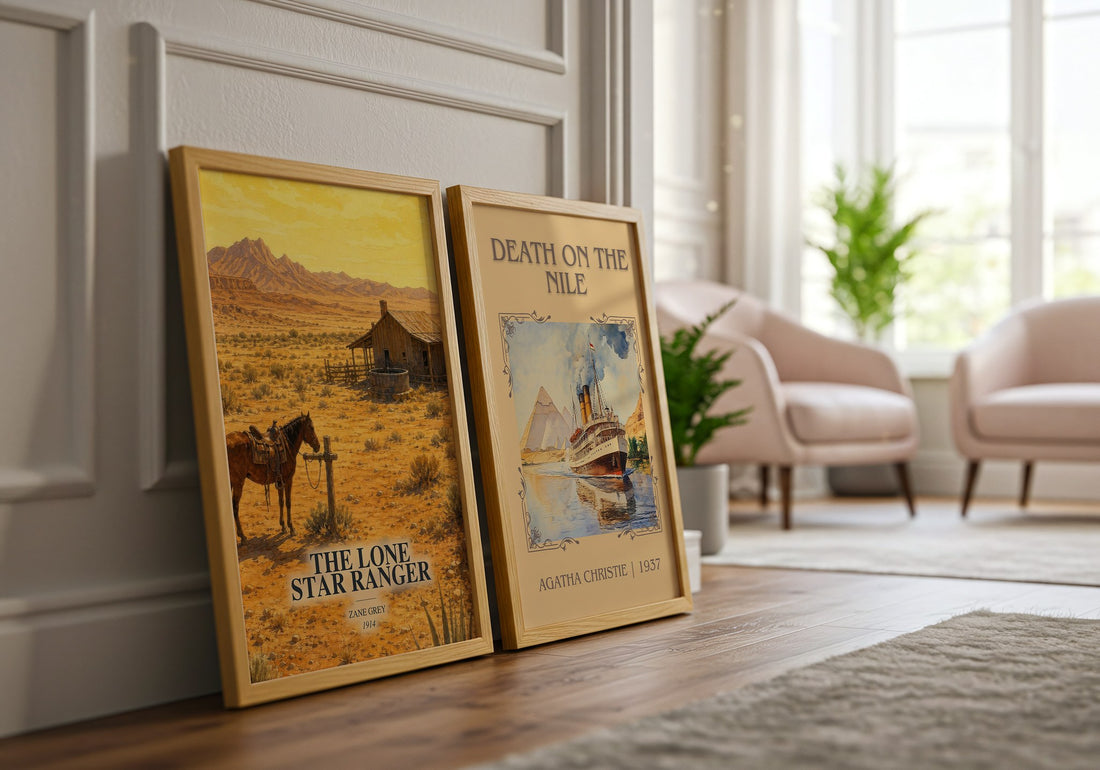 The Lone Star Ranger watercolour print framed by window – literary home decor