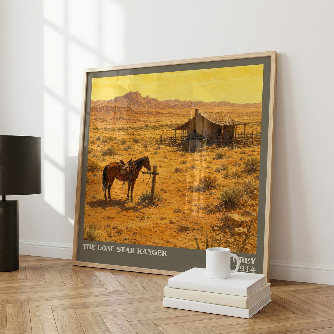 The Lone Star Ranger literary print framed by window – literary home decor
