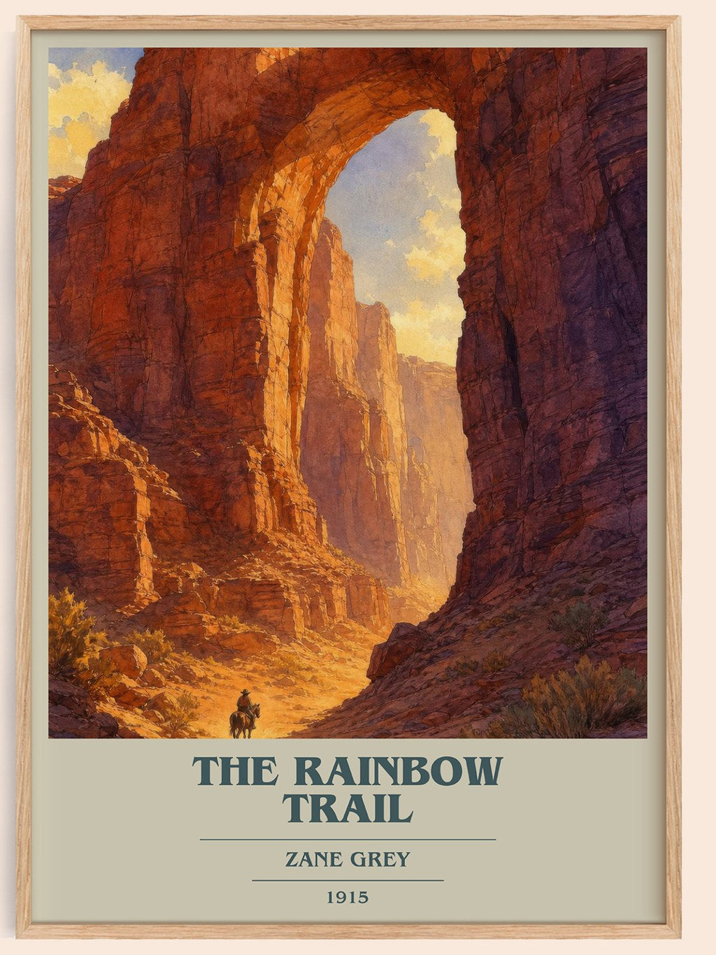 The Rainbow Trail book cover book poster by Zane Grey – framed literary art print