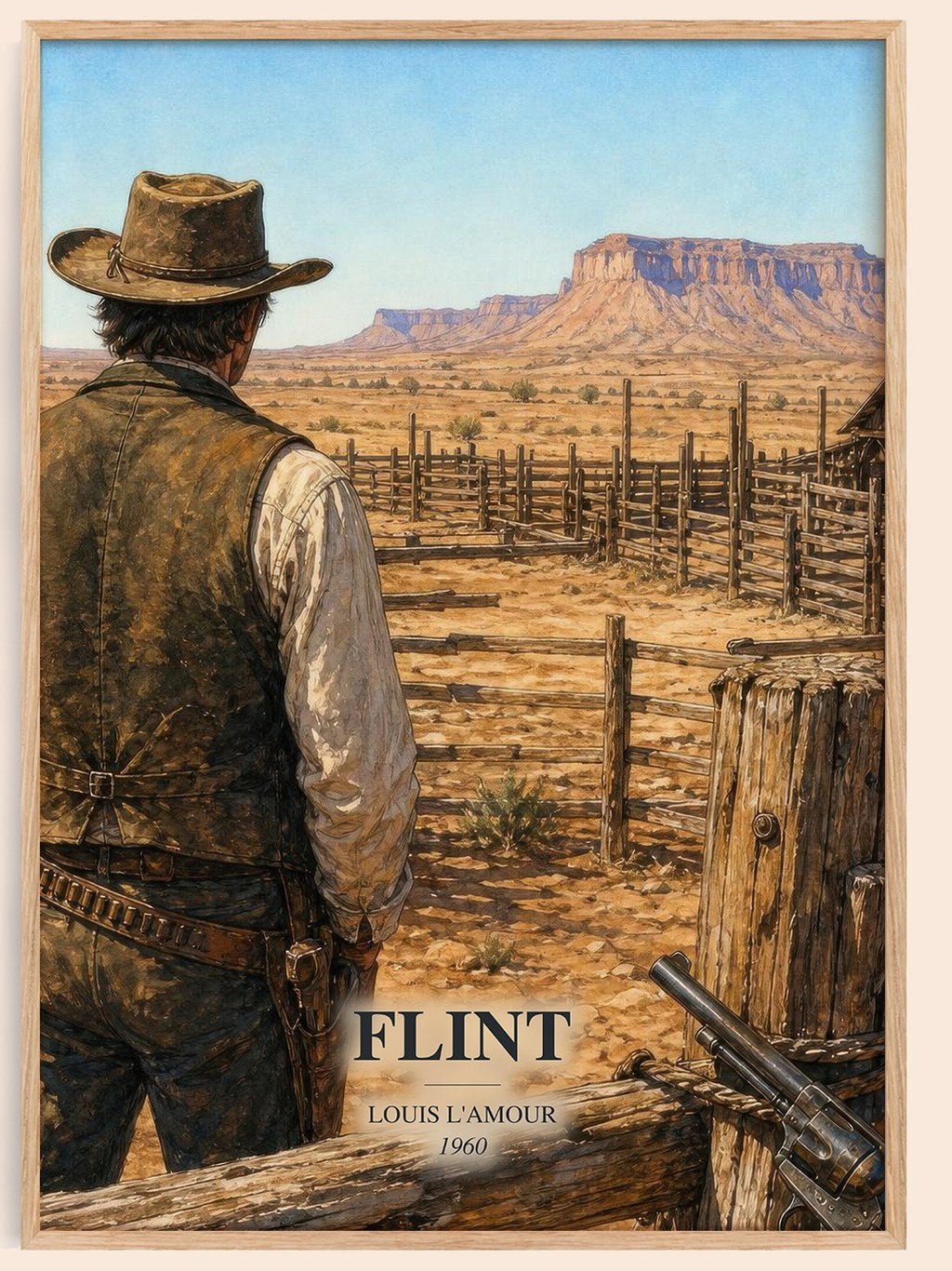 Flint watercolour book poster by Louis L'Amour – framed literary art print
