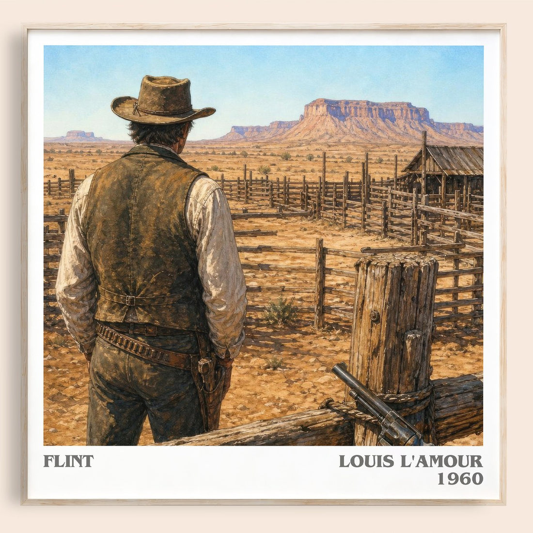 Flint literary book poster by Louis L'Amour – framed literary art print