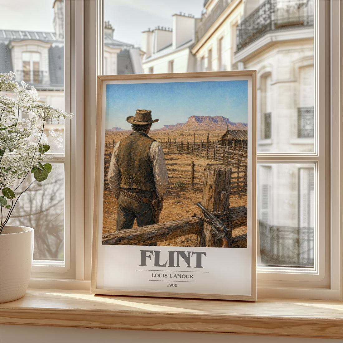 Flint book cover poster colour and style options – Louis L'Amour book art