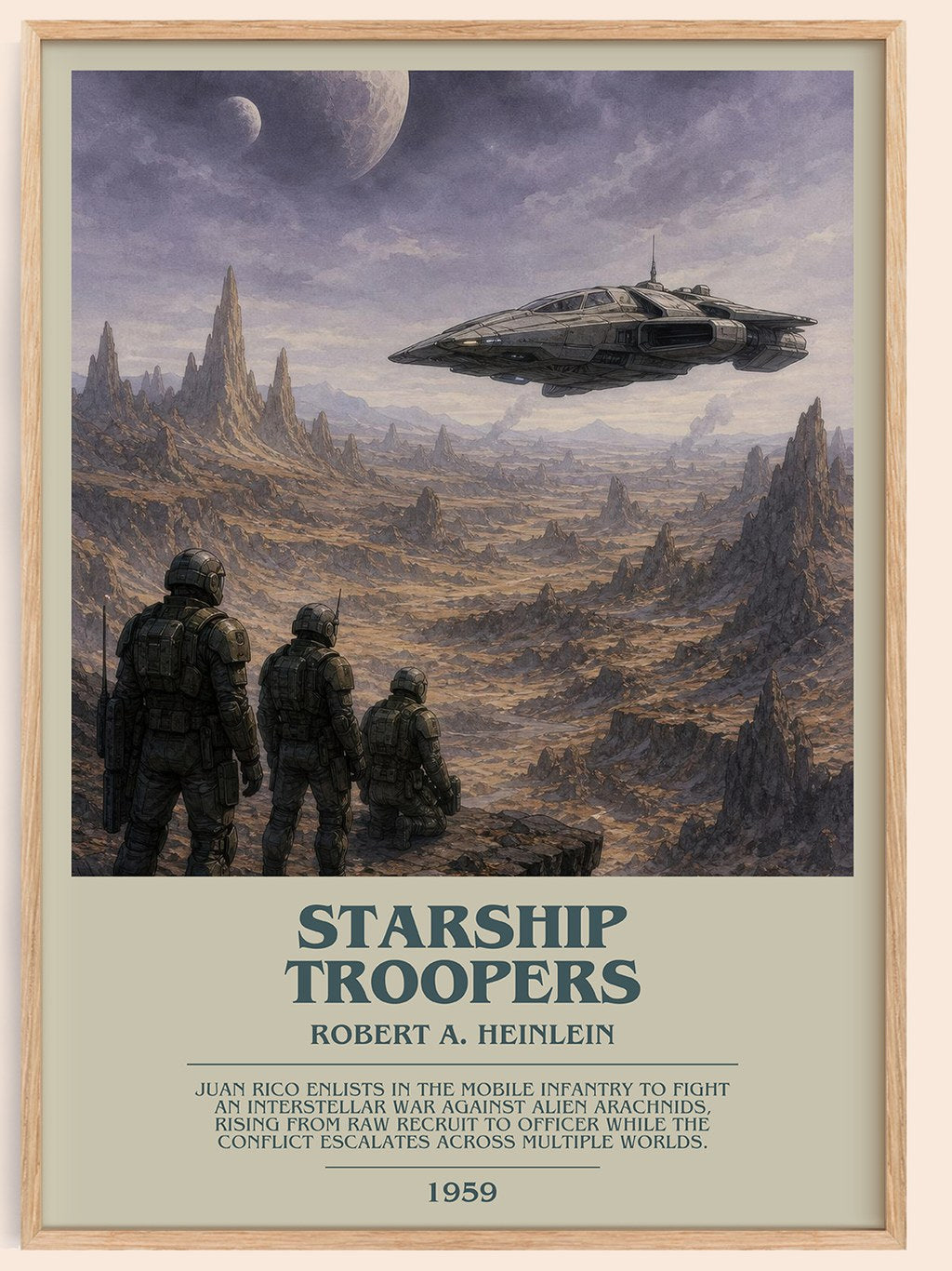 Starship Troopers bookish book poster by Robert A. Heinlein – framed literary art print