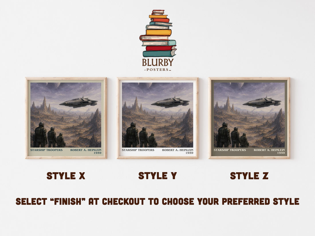 Starship Troopers literary print in frame leaning in hallway – sci fi wall art (mockup)