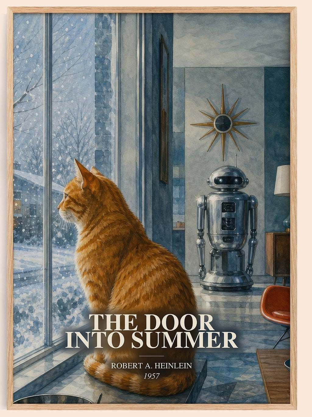 The Door into Summer watercolour book poster by Robert A. Heinlein – framed literary art print