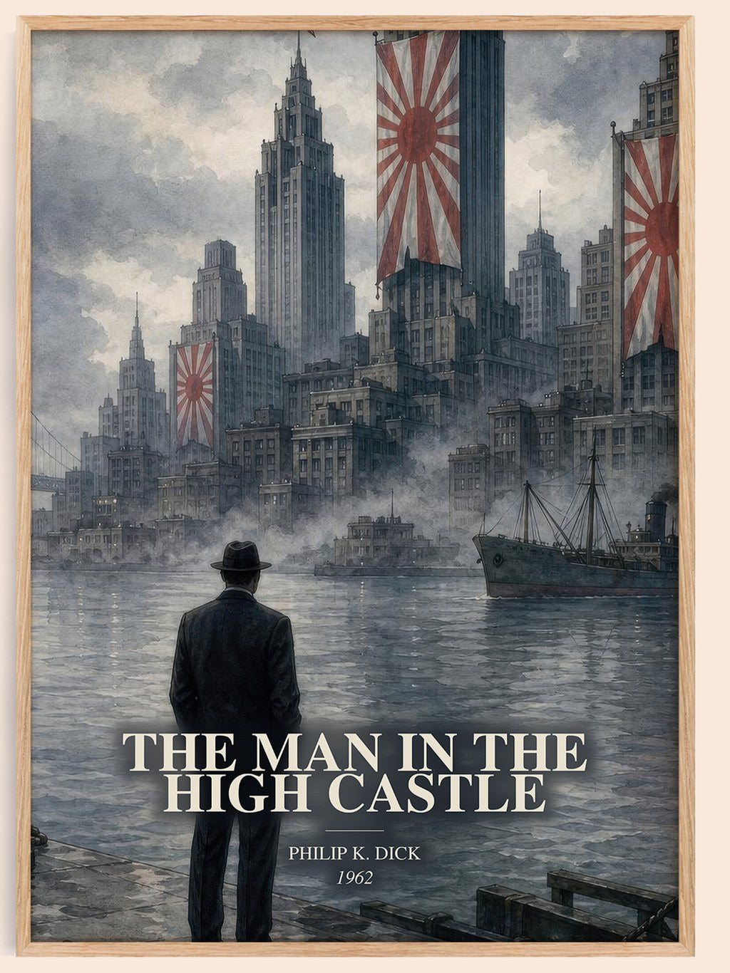 The Man in the High Castle watercolour book poster by Philip K. Dick – framed literary art print