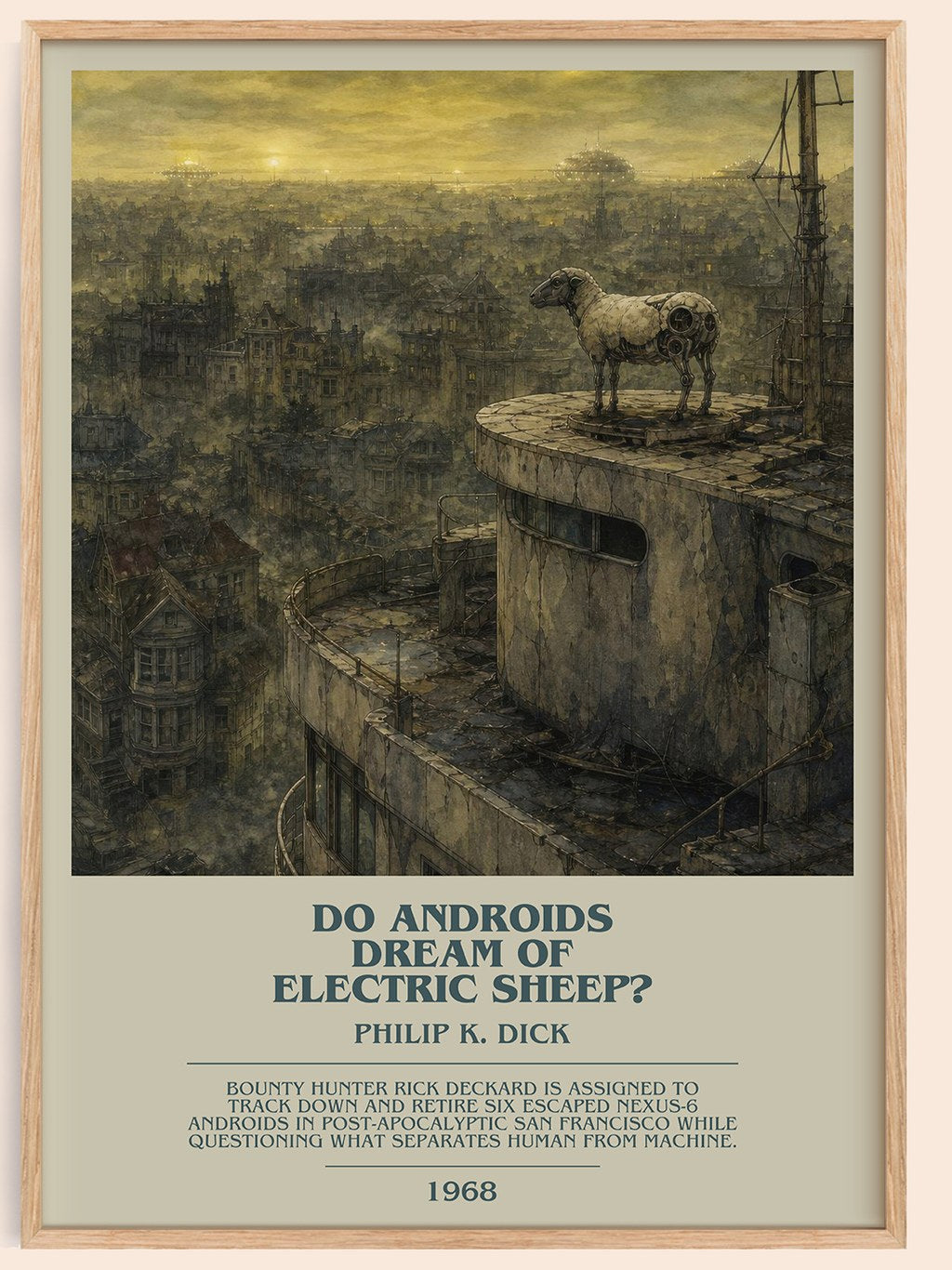 Do Androids Dream of Electric Sheep? bookish book poster by Philip K. Dick – framed literary art print