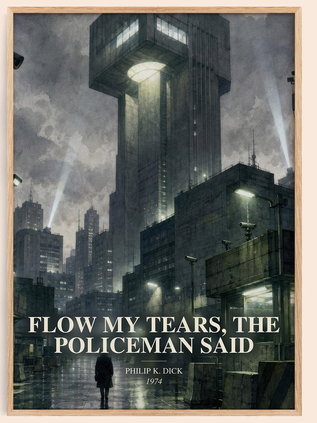 Flow My Tears, the Policeman Said watercolour book poster by Philip K. Dick – framed literary art print