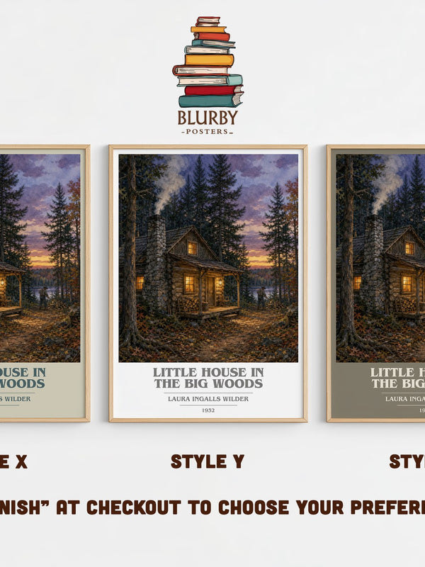 Little House in the Big Woods book cover print in frame leaning in hallway – childrens wall art