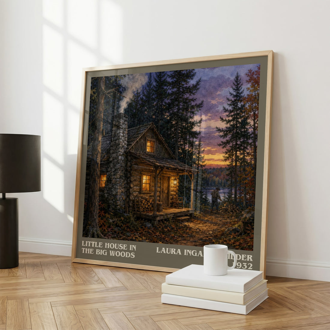 Little House in the Big Woods literary print framed by window – literary home decor