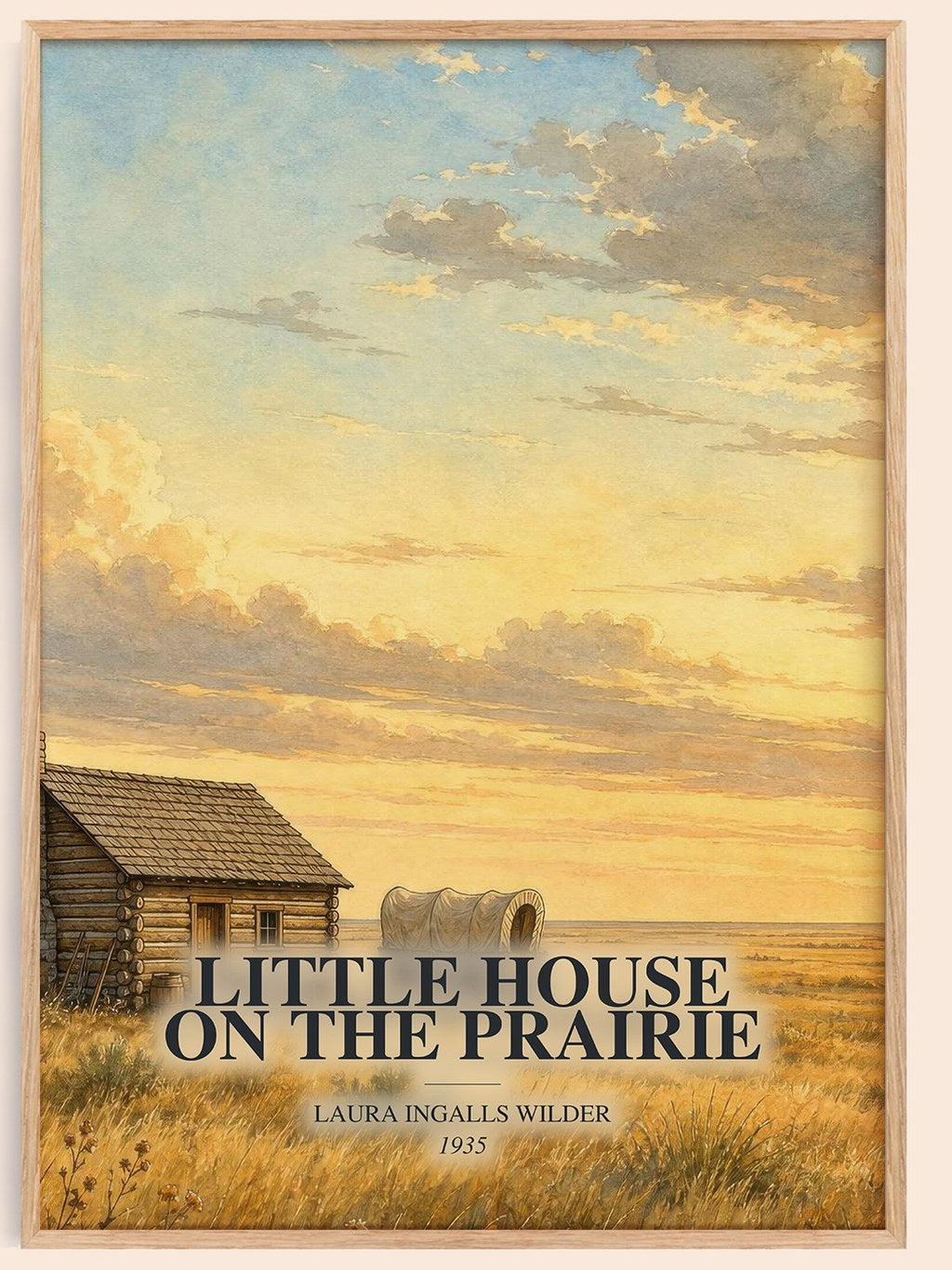 Little House on the Prairie watercolour book poster by Laura Ingalls Wilder – framed literary art print