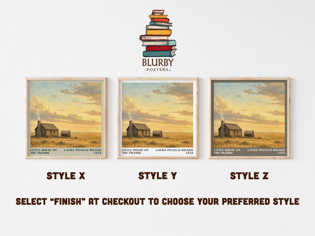 Little House on the Prairie literary print in frame leaning in hallway – childrens wall art (mockup)