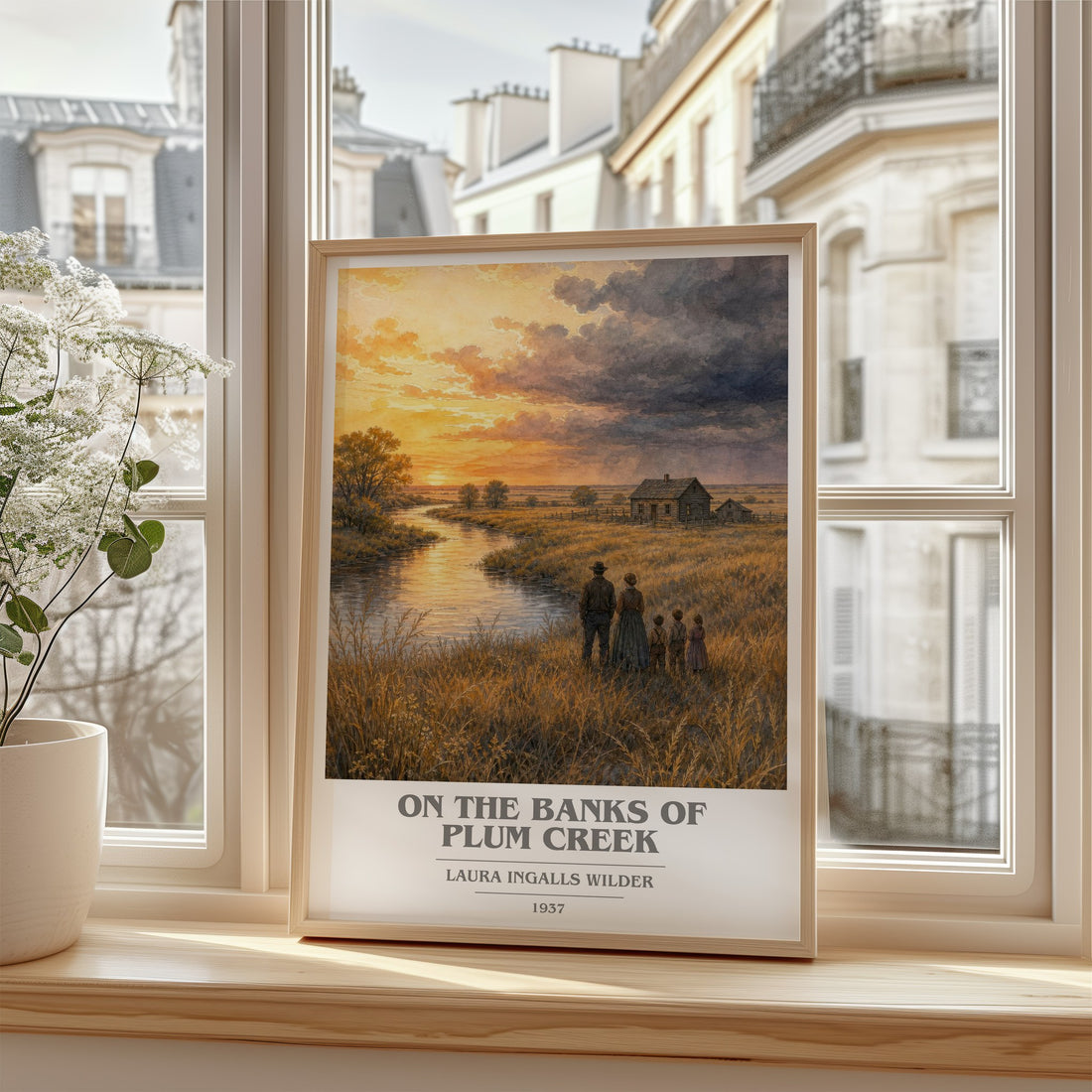 On the Banks of Plum Creek book cover poster colour and style options – Laura Ingalls Wilder book art